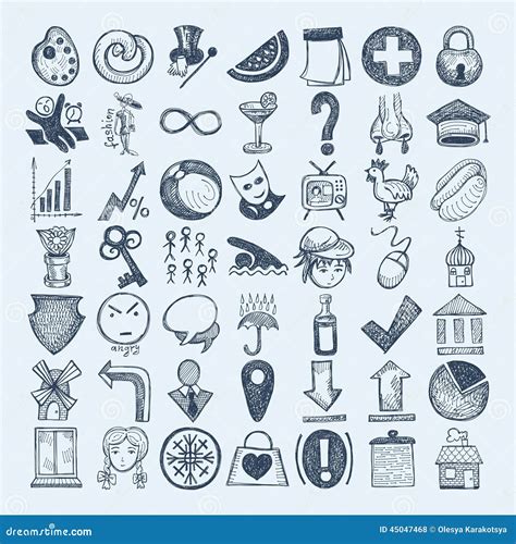 49 Hand Drawing Icon Set Stock Vector Illustration Of Drawing 45047468