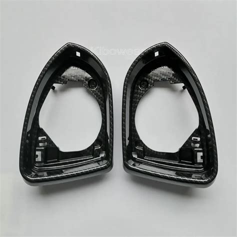 Pair Side Wing Mirror Housing Frame Trim Carbon Look For Vw Golf