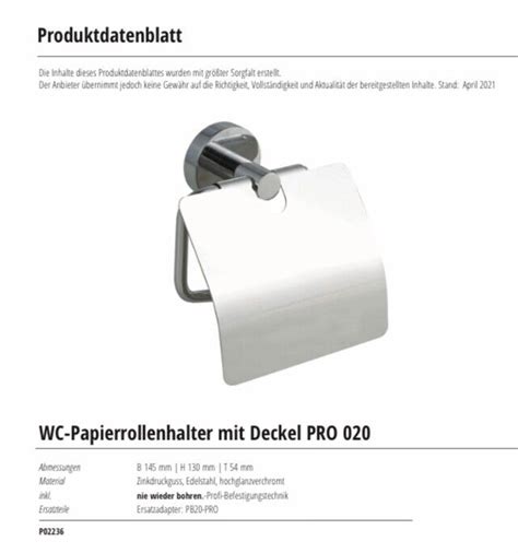 Wc Papierrollenhalter Papierhalter Ohne Bohren Chrom Mit Deckel Pro