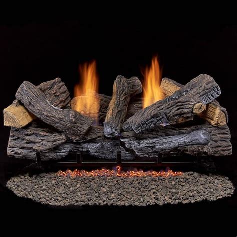 Duluth Forge Ventless Propane Gas Log Set 30 In Stacked Red Oak 33 000 Btu Manual Control