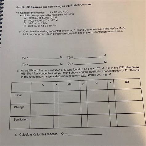 Solved Part III: ICE Diagrams and Calculating an Equilibrium | Chegg.com