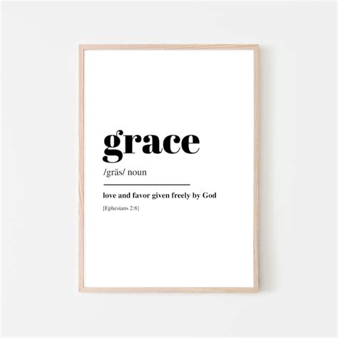 Grace Definition Print Bible Verse Scripture Christian Art Etsy