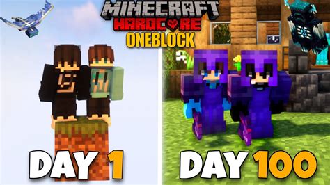 We Survived 100 Days On One Block In Minecraft Hardcore YouTube