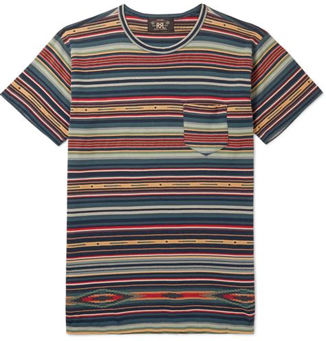 Rrl Slim Fit Striped Cotton Jacquard T Shirt Multi Rrl