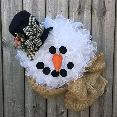 Snowman Wreath Frosty Christmas Wreath by JuliesWreathBoutique