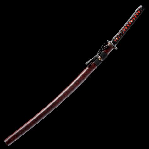 Schwarzes Und Rotes Katana Handgefertigtes Japanisches Samurai