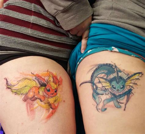 Vaporeon And Flareon Tattoos Beautiful Tatuagem Pokemon Tatuagens