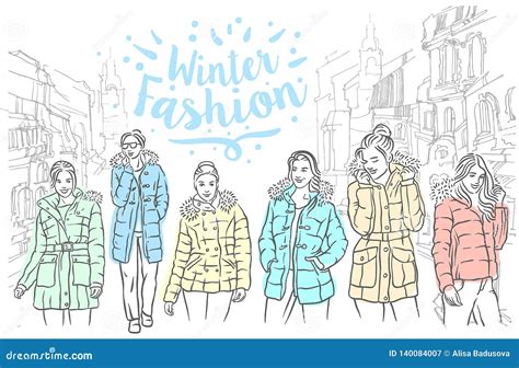 Vector Hand Drawn Sketch Of Winter Jackets Illustration On White