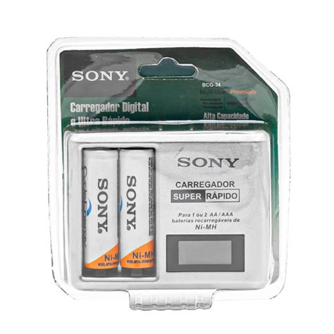 Carregador De Pilhas Digital Para Aa Aaa Sony Bcg Pilhas