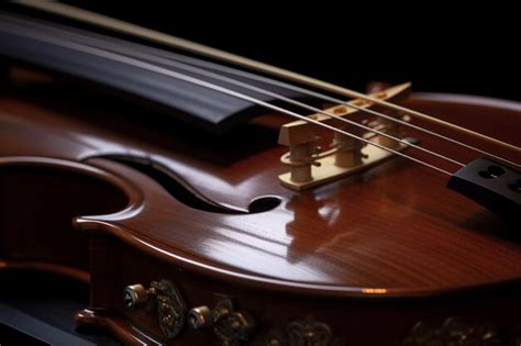 Premium Photo Close View Of A Violin Strings And Bridge