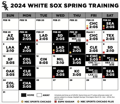 Chicago White Sox announce 2024 spring training schedule - South Side Sox