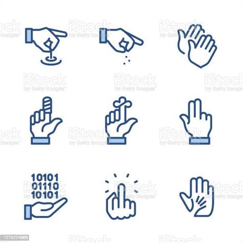 Gesturing Signs Pixel Perfect Blue Icons Stock Illustration Download Image Now A Helping