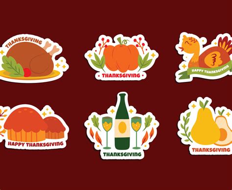 Thanksgiving Greeting Stickers Vector Art & Graphics | freevector.com