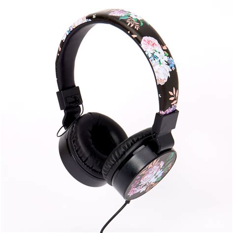 Floral Headphones - Black | Claire's