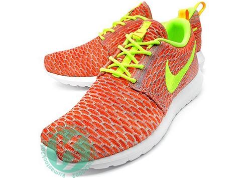 2015 飛織科技搭載 NIKE ROSHERUN FLYKNIT 橘螢光黃 橘灰 螢光黃 677243 800 Yahoo奇摩拍賣