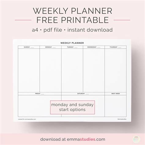 Monday To Friday Planner To Print | Best Calendar Example