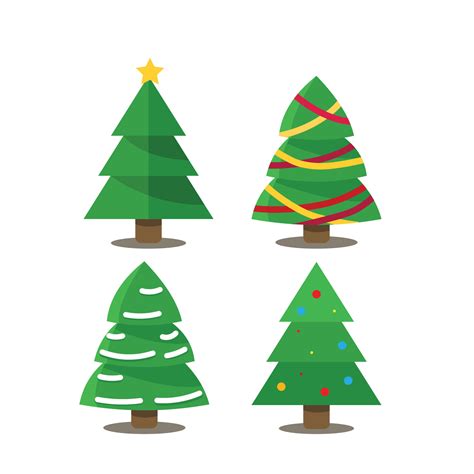 Vector Set Of Cartoon Christmas Trees Pines For Greeting Card Invitationbanner Web New