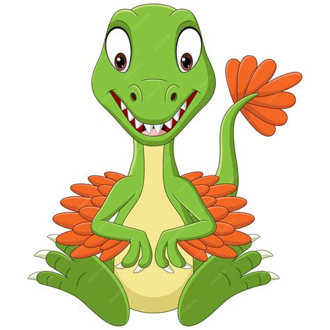 Premium Vector Cartoon Baby Velociraptor Dinosaur Sitting