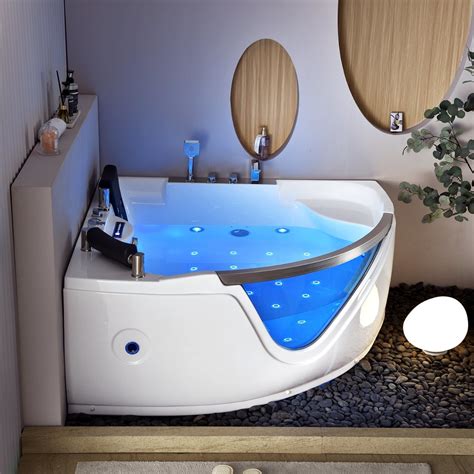 Two Person Acrylic Massage Bathtub White Whirlpool Freestanding Corner Bathtub China Hydro