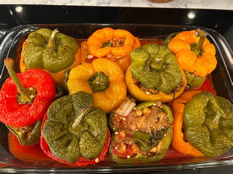 Spiced Eggplant Stuffed Pepperd Directions Calories Nutrition And More Fooducate