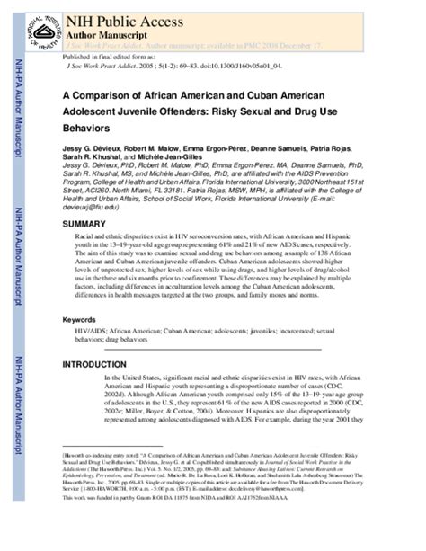 Pdf A Comparison Of African American And Cuban American Adolescent