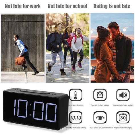 Led Mirror Alarm Clock Digital Snooze Table Clock Wake Up Light