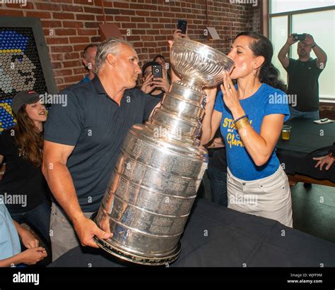 Stanley Cup Champion St. Louis Blues head coach Craig Berube hoists the ...