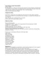 Case Study Acute Pancreatitis And Gerd Docx Case Study Acute