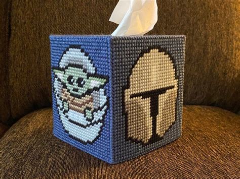 Plastic Canvas Tissue Boxes Plastic Canvas Crafts Mandalorian Helmet