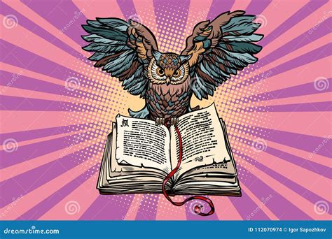 Owl on an Old Book, a Symbol of Wisdom and Knowledge Stock Vector - Illustration of abstract ...