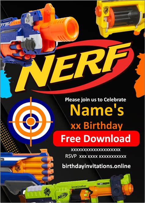 Nerf Gun Party Invitation Templates Download Hundreds Free 48 Off