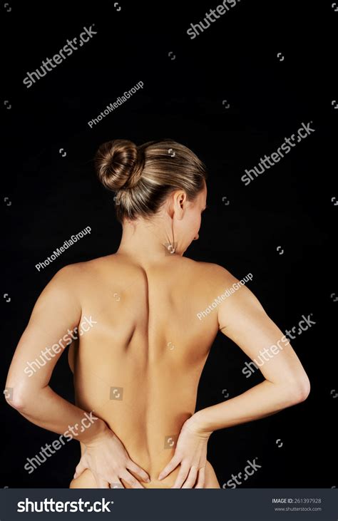 Back View Naked Woman Touching Her Stock Photo Edit Now
