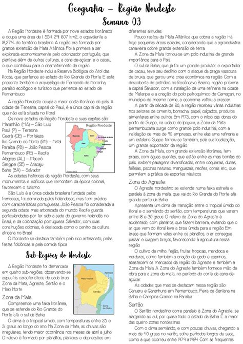 Textos Sobre O Nordeste - Região Nordeste e Norte (Geografia) | Study notes Geography | Docsity
