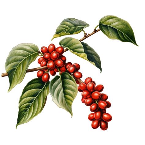 Premium Ai Image Ripe Coffee Beans Coffee Tree On White Background