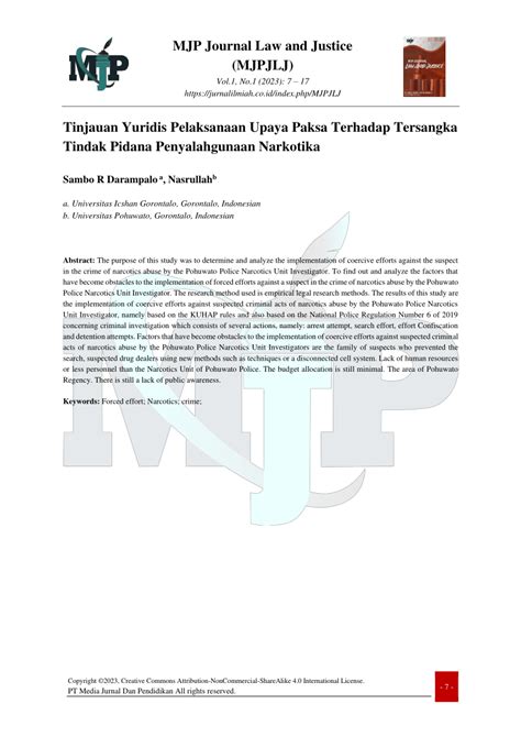 Pdf Tinjauan Yuridis Pelaksanaan Upaya Paksa Terhadap Tersangka