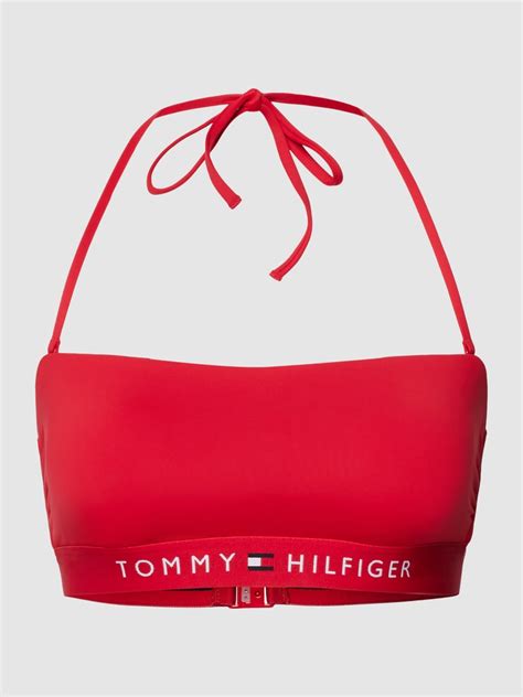 Kup Online Tommy Hilfiger G Ra Bikini Z Wi Zaniem Na Szyi Czerwony