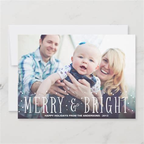 Merry And Bright Snowfall Holiday Photo Card Zazzle