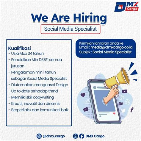 Lowongan Kerja Social Media Specialist Marketing Di Dmx Cargo