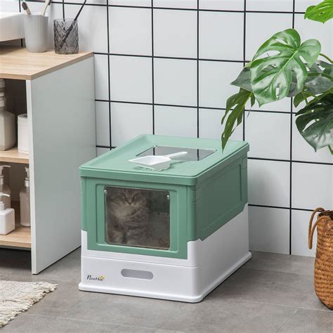 Maison de toilette pliable pour chat tiroir à litière coulissant