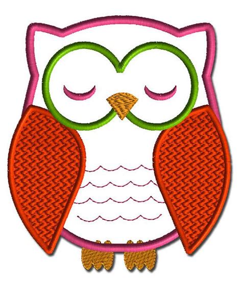 Owl Applique Machine Embroidery Design No Etsy Machine