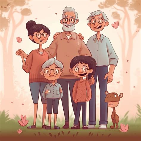 Premium AI Image | A cartoon of a family with a dog and a dog