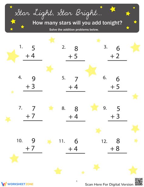 Adding With Stars Worksheet