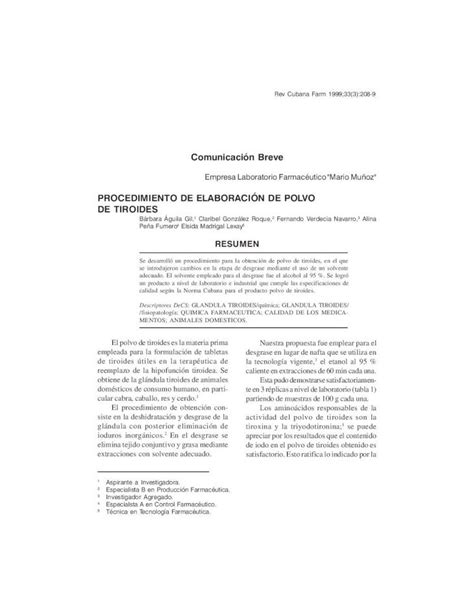 Pdf Procedimiento De Elaboraci N De Polvobvs Sld Cu Revistas Far