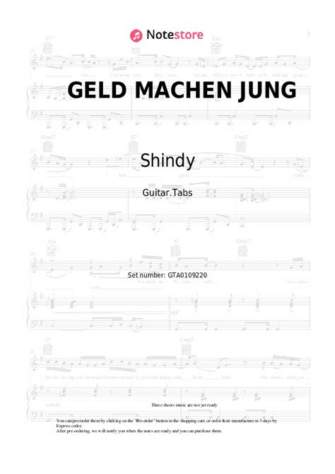 Geld Machen Jung Tabs Guitar Shindy In Note Store Guitar Tabs Sku