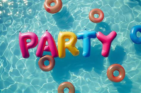 Premium Photo Summer Pool Party Overhead View Of A Swimming Pool With The Word Party Written