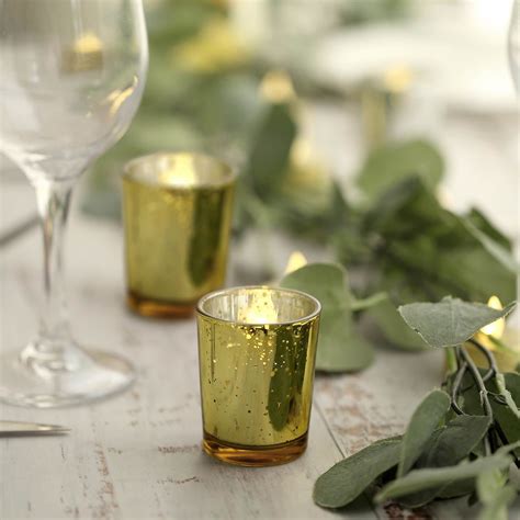 12 Pack 2 Gold Mercury Glass Candle Holders Votive Tealight Holders