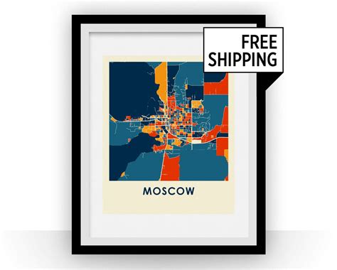 Moscow ID Map Print Full Color Map Poster - Etsy