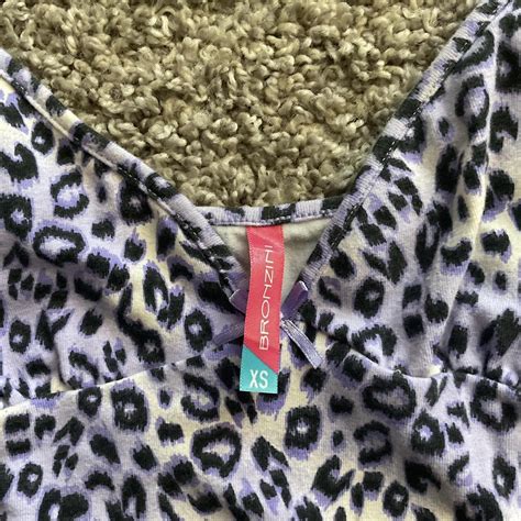 vintage purple cheetah print dress - Depop