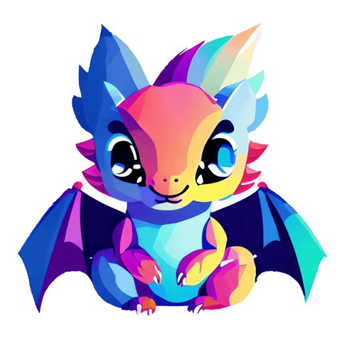 Rainbow Baby Dragon Chibi Graphic · Creative Fabrica