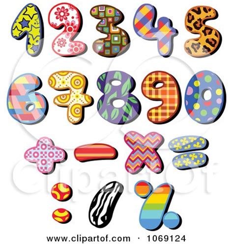 Clipart Colorful Polka Dot Patterned Numbers Royalty Free Vector